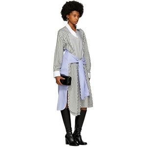 Loewe Deconstructed Tricolor Patchwork Stripe Cotton Shirt Dress